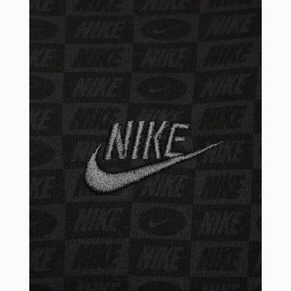 Nike Sportswear Club Fleece Monogram Pullover Hoodie Black Gray 2XL - Picture 6 of 8